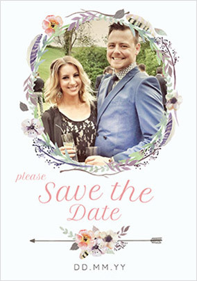 Save The Date Boho Photo Wedding Card