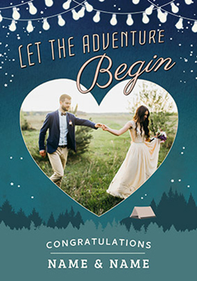 Let The Adventure Begin - Photo Wedding Card