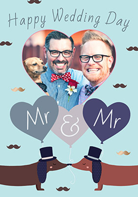 Sausage Dog Mr & Mr Wedding Day Photo Upload Card