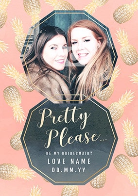 Pretty Please Be My Bridesmaid? Photo Wedding Card