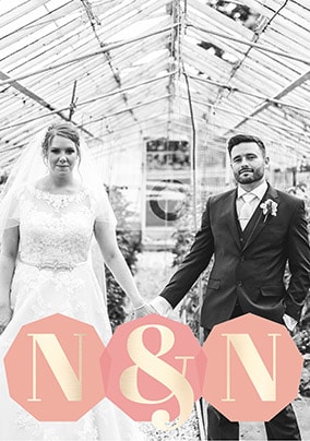 Initials Photo Upload Wedding Card