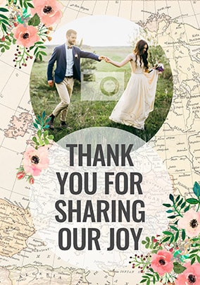 Thank You For Sharing Our Joy Photo Wedding Card