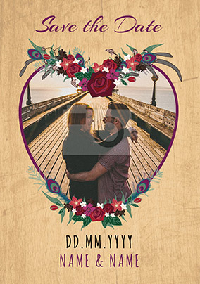Woodland Wonder - Save the Date Card Heart Photo Upload