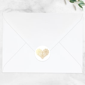 ZDISC Floral Lace Heart Gold Foil Envelope Seals
