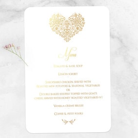 ZDISC Floral Lace Heart Gold Foil Table Menu