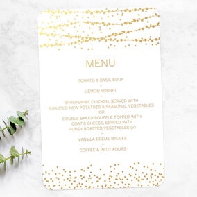 ZDISC Sparkling Fairy Lights Gold Foil Table Menu