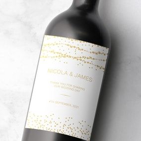 Photo of ZDISC Sparkling Fairy Lights Gold Foil Wine Bottle Labels