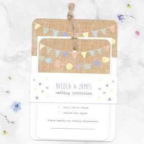 ZDISC Hessian Pastel Bunting - Boutique Wedding Invitation & RSVP