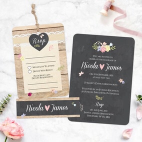 ZDISC Pretty Floral Chalkboard - Boutique Wedding Invitation & RSVP