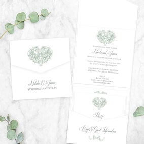 ZDISC Elegant Love Heart  - Pocketfold Wedding Invitation & RSVP