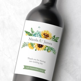 ZDISC Modern Sunflower Bouquet Wine Bottle Labels