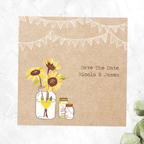 ZDISC Sunflower Mason Jars Save The Date Cards