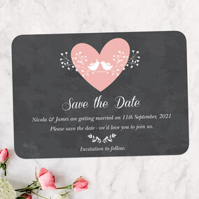 ZDISC Chalkboard Botanical Heart Save the Date Cards
