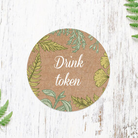 ZDISC Rustic Leaf Border Drinks Tokens