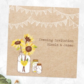 Sunflower Mason Jars Evening Invitation