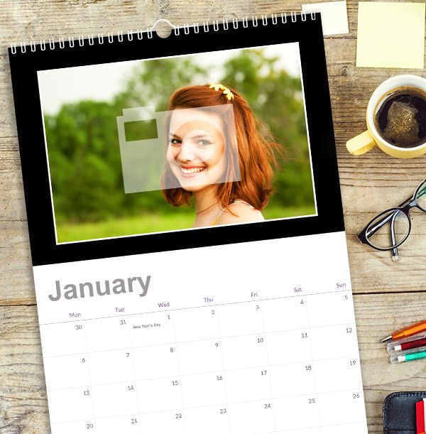 Black Background Personalised Photo Calendar