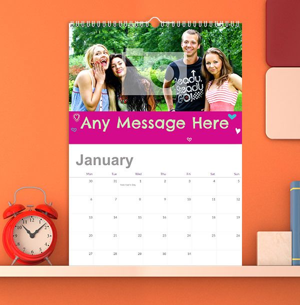 Colourful Personalised Photo & Message Calendar