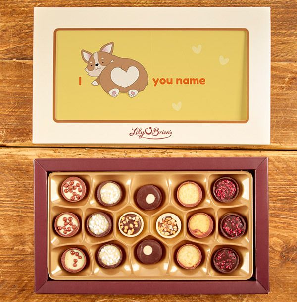 I Heart You Dog Personalised Chocolates - 18 Box