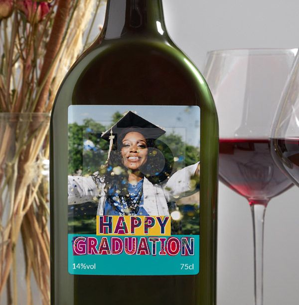 Happy Graduation Photo Upload Letterbox Wine - Tempranillo