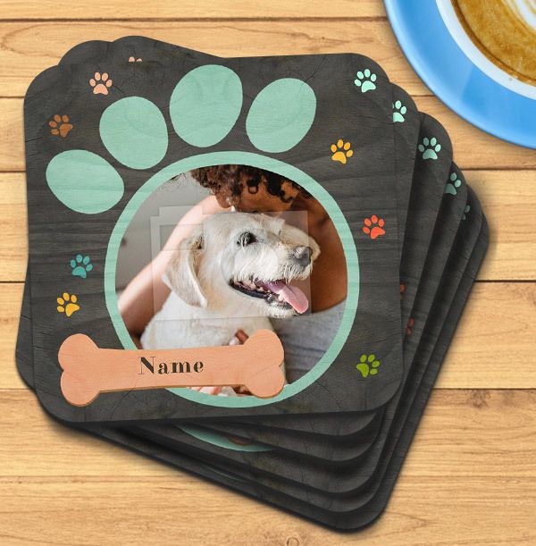 Dog Paw Print Photo Coaster