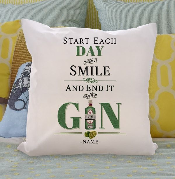 End Each Day With Gin Personalised Cushion