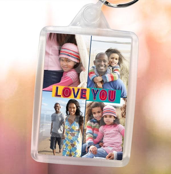 Love You Photo Collage Keyring
