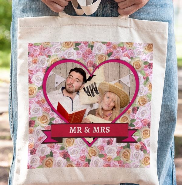 Mr & Mrs Heart Personalised Tote Bag