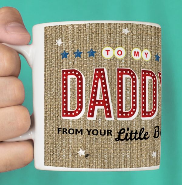 Daddy Name in Lights Personalised Mug