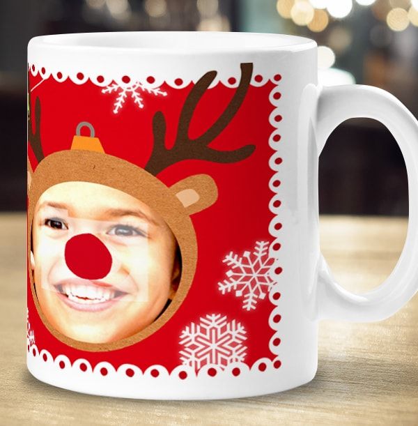 Personalised Rudolph Reindeer Photo Mug