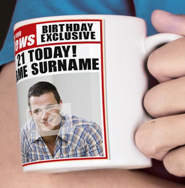 21st Birthday - Newspaper Spoof Mug for Him