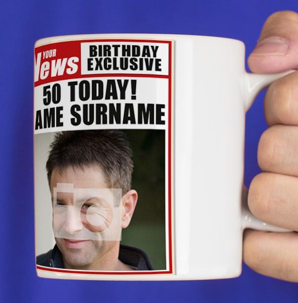 50th Birthday - Newspaper Spoof Mug for Him