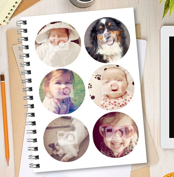 6 Circle Photo Notebook, White