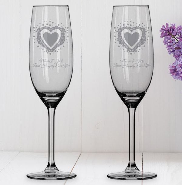 Vintage Heart Personalised Flutes Set