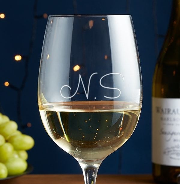 Engraved Initials Wine Glass