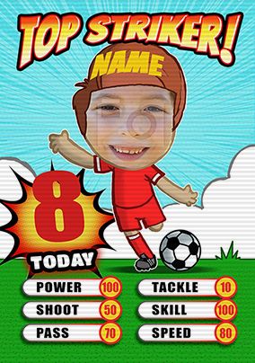 Flip Reveal Top Striker Red Football Birthday Card