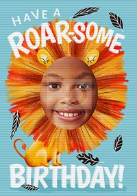Flip Reveal Roarsome Photo Birthday Card