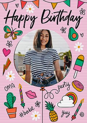 Flip Reveal Teen Girl Photo Birthday Card