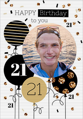 Flip Reveal 21st Photo Birthday Card