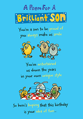 Birthday Verses For Son Poem For A Brilliant Son Birthday Card | Funky Pigeon