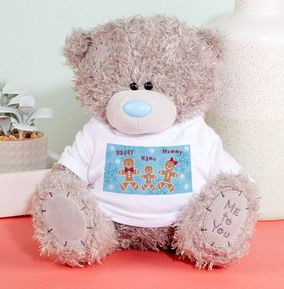 Mummy Daddy and Me Blue Personalised Bear