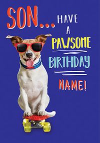 Son Pawesome Birthday Personalised Card