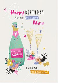Partner in Fizz Personalised Birthday Card