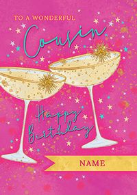 Wonderful Cousin Gin Glasses Personalised Birthday Card