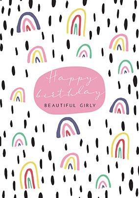 Happy Birthday Beautiful Girly Personalised Card