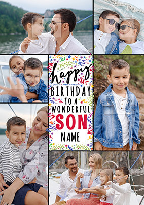 Wonderful Son Multi Photo Birthday Card
