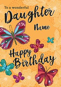 Wonderful Daughter Butterflies Personalised Birthday Card