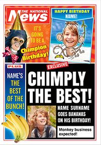 Chimply the Best National News Birthday Photo Card