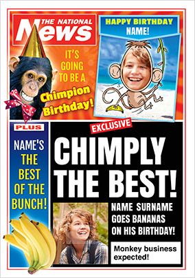 Chimply the Best National News Birthday Photo Card