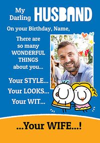 Tap to view Darling Husband Photo Birthday Card