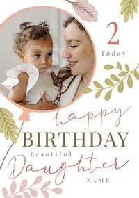 Beautiful Daughter 2nd Birthday Photo Card